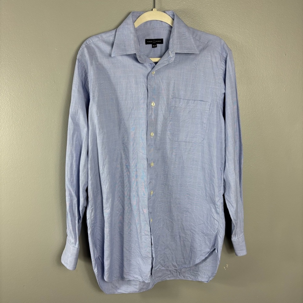 Robert Talbott Micro Houndstooth Plaid Dress Shirt Size‎ 15.5x35